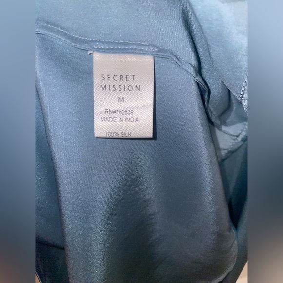 New! Secret Mission Erica Slip 100% Silk Mini Dress in Dusty Blue 🩵 Medium NWT! - Picture 15 of 16